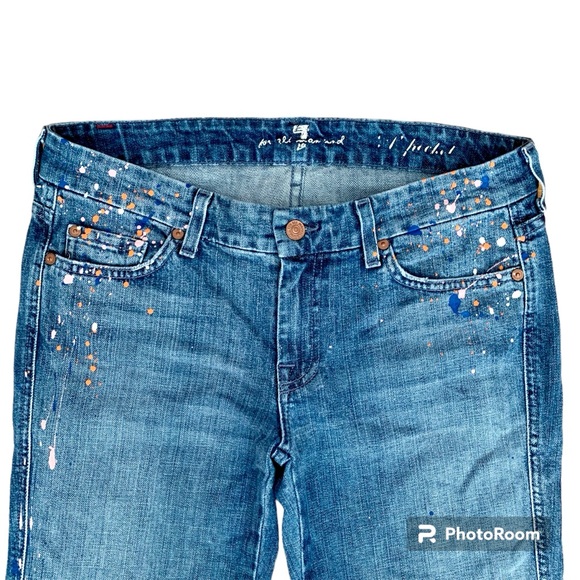 7 For All Mankind, Paint Splatter, Bootcut Jeans, Size 29 - Picture 3 of 12